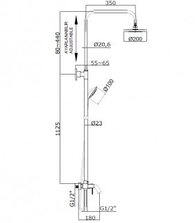 Душевая система для ванны и душа Adell Lento Rain хром 15490531 схема