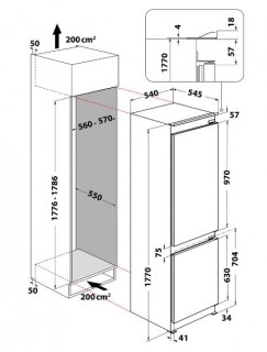 Встраиваемый холодильник Whirlpool WHC18T341 схема