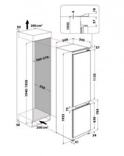 Встраиваемый холодильник Whirlpool WHC20T593P схема