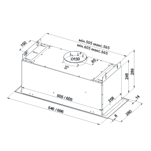 Вытяжка встраиваемая BEST CHEF Smart box 1000 inox 74 схема