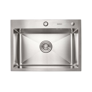 Кухонная мойка Platinum Handmade 580х430х220 (толщина 3.0/1.5 мм корзина и 
дозатор в комплекте) 32263 фото