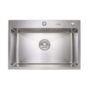 Кухонная мойка Platinum Handmade 650х450х220 (толщина 3.0/1.5 мм корзина и дозатор в комплекте) 32269 фото