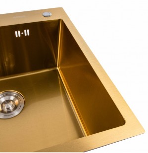 Кухонная мойка Platinum Handmade PVD золото 500х500х230 3/1.5 мм с корзиной и 
дозатором SP000028082
