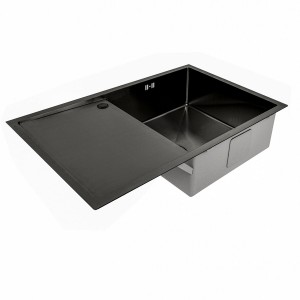 Кухонная мойка Platinum Handmade PVD Н 780х500х200 R черная (с крепежами и отверстием под смеситель) 33669 фото