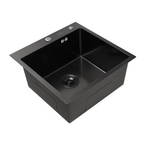 Кухонная мойка Platinum Handmade PVD черная 500х500х220 (3.0/1.5 мм корзина и 
дозатор в комплекте) 32261 фото