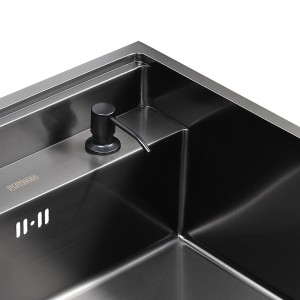 Кухонная мойка Platinum Handmade PVD черная 500x500x220 смеситель в 
комплекте 32519 фото