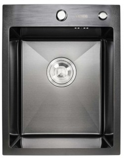 Кухонная мойка Platinum Handmade PVD черная 400х500х220 (толщина 3.0/1.5 мм + 
корзина и дозатор в комплекте) 32258 фото