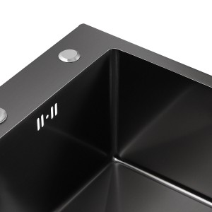 Кухонная мойка Platinum Handmade PVD черная 500х450х220 (толщина 3.0/1.5 мм + 
корзина и дозатор в комплекте) 33606 фото