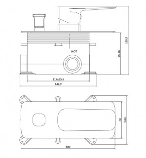 Смеситель для ванны скрытого монтажа Cersanit Larga черный S951-373 схема