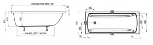 Акриловая ванна Ravak CLASSIC II 170x70 N CC51000000 схема