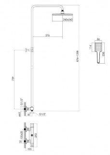 Душевая система с термостатом Imprese Centrum T-10415/1 схема