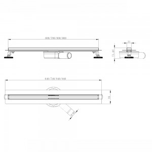 Линейный трап Volle Master Linea Flecha 800 мм cepillado cromo 9046.212414 схема