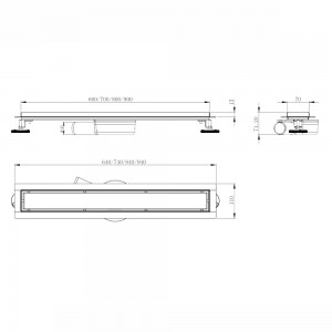 Линейный трап Volle Master Linea Pura 700 мм cepillado cromo 9046.211714 схема