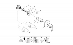 Смеситель для душа скрытого монтажа со скрытой частью Grohe BauLoop New 29042001 схема