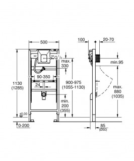 Система инсталляции для писсуара GROHE Rapid SL 38786001 схема