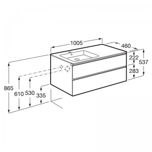 Комплект Roca GAP-N A851481806 100см L раковина с тумбой два ящика белый 
глянец