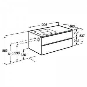 Комплект Roca GAP-N A851481447 100см L раковина с тумбой два ящика серый 
матовый