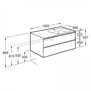 Комплект Roca GAP-N A851482447 100см R раковина с тумбой два ящика серый 
матовый