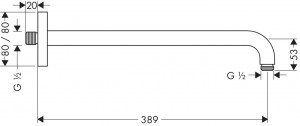 Держатель душа Hansgrohe настенный 389 мм хром 27446000 схема
