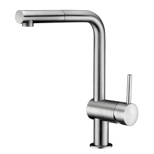 Кухонный смеситель IMPRESE PIVOT F03408502LT с выдвижным изливом цвет сталь фото