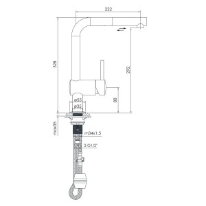Кухонный смеситель IMPRESE PIVOT F03408502LT с выдвижным изливом цвет сталь фото
