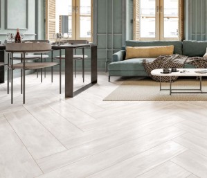 Грес Allore Whitewood 198x1200 White mat интерьер