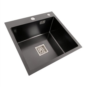 Кухонная мойка PVD Platinum Handmade HSBB 500x500x220 черная толщина 3.0/1.0 
36115-1