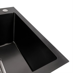 Кухонная мойка PVD Platinum Handmade НSBB 450x450x220 черная толщина 3.0/1.0 
37434-2