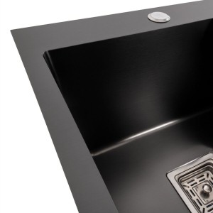 Кухонная мойка PVD Platinum Handmade НSBB 450x450x220 черная толщина 3.0/1.0 
37434-3