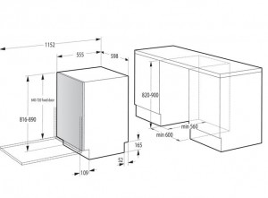 Встраиваемая посудомоечная машина Gorenje GV643D60 60см схема