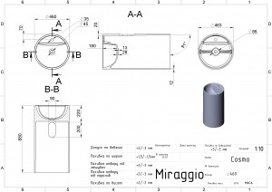 Умывальник напольный Miraggio COSMO MIRASOFT 460х880 белый матовый