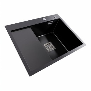 Кухонная мойка Platinum Handmade PVD черный 65*50 квадратний сифон 3.0/1.0 SP000037436 фото