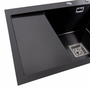 Кухонная мойка Platinum Handmade PVD черный 65*50 квадратний сифон 3.0/1.0 SP000037436 фото