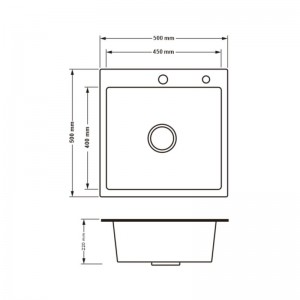 Кухонная мойка Lidz Handmade H5050B Brushed Black PVD 3.0/0.8 мм схема