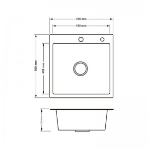 Кухонная мойка Lidz Handmade H5050G Brushed Grey PVD 3.0/0.8 мм схема