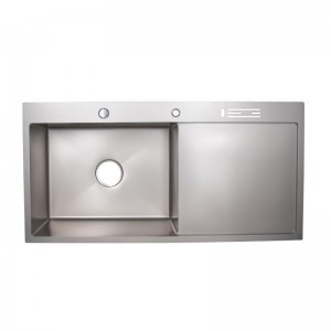 Кухонная мойка Lidz Handmade LH10050B с полкой для ножей Brushed Grey PVD 3.0/0.8 мм фото