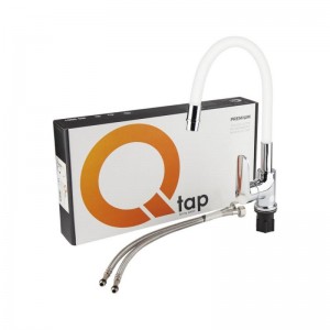 Смеситель для кухни Qtap Linea с гибким изливом QTLINCRW007F Chrome/White фото