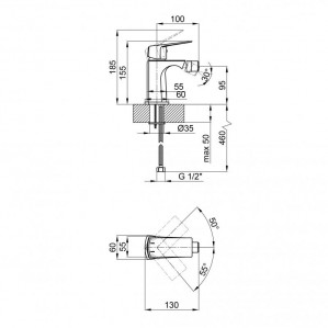 Смеситель для биде Qtap Lodenice QTLOD2030101C Chrome схема