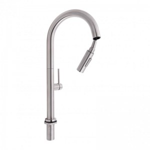 Смеситель для кухни Qtap Lenicka с выдвижным изливом QTLEN9138103UN Brushed 
Nickel PVD фото