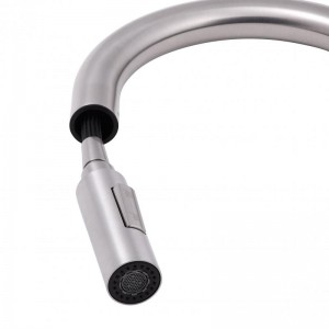 Смеситель для кухни Qtap Lenicka с выдвижным изливом QTLEN9138103UN Brushed 
Nickel PVD фото