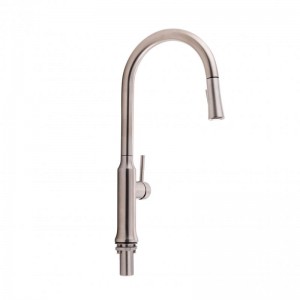 Смеситель для кухни Qtap Baruska с выдвижным изливом QTBAR9137103UN Brushed Nickel PVD