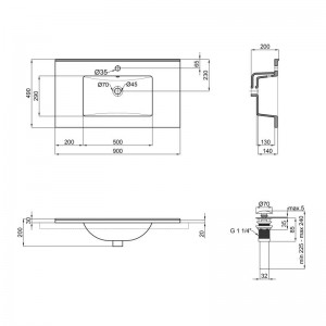 Раковина Qtap Albatross E49 900х490х200 White с донным клапаном QT01119090E49W