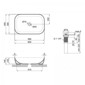 Раковина-чаша Qtap Robin 610х400х145 Matt black с донным клапаном QT132143PMBMB