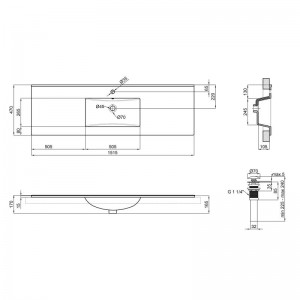 Раковина Qtap Albatross E 1500х460х180 White с донным клапаном QT01119150EW