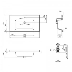 Раковина Qtap Albatross A 900х500х230 White с донным клапаном QT01115090AW