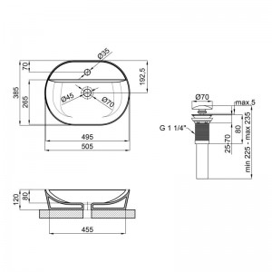 Раковина-чаша Qtap Scorpio 505х385х120 Matt black с донным клапаном QT142202MBMB