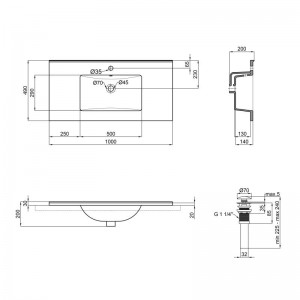 Раковина Qtap Albatross E49 1000х490х200 White с донным клапаном QT01119100E49W