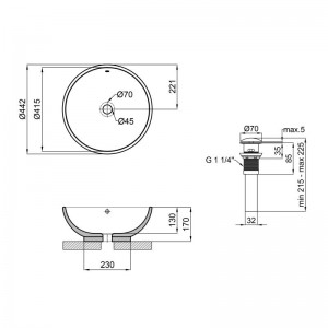 Раковина-чаша Qtap Amazon 430х430х160 White с донным клапаном QT02117043NW