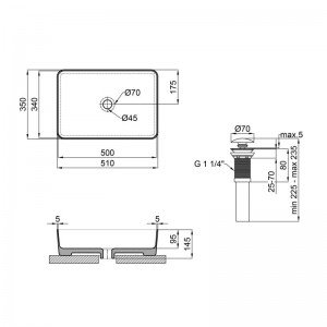 Раковина-чаша Qtap Tern 500х350х145 Matt black с донным клапаном QT1711A055MB