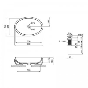 Раковина-чаша Qtap Leo 600х400х155 White с донным клапаном QT11117060GW